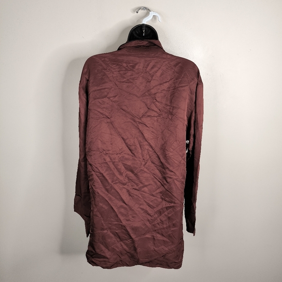 NWT Aritzia Wilfred Murol Preppy Oversized Sleek Truffle Black Pipping Shirt M - Picture 3 of 11